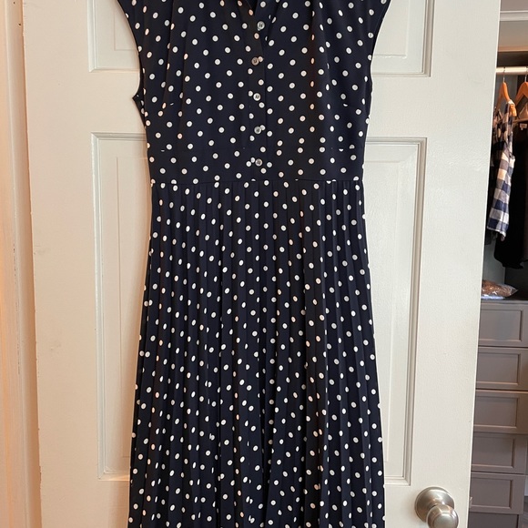 J.Crew navy and white polka dot silk midi dress Size 4P - Picture 2 of 6